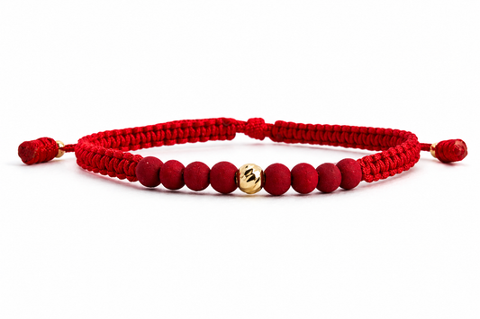 18K Solid Gold Diamond-Cut Accent Bracelet | Macramé Cord, Neoprene Beads | Minimalist Bracelet | Handmade in Miami, Florida