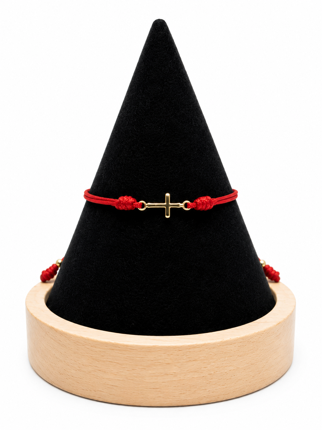 18K Solid Gold Cross Bracelet | Double Red String Cord | Protection Bracelet | Handmade in Miami, Florida